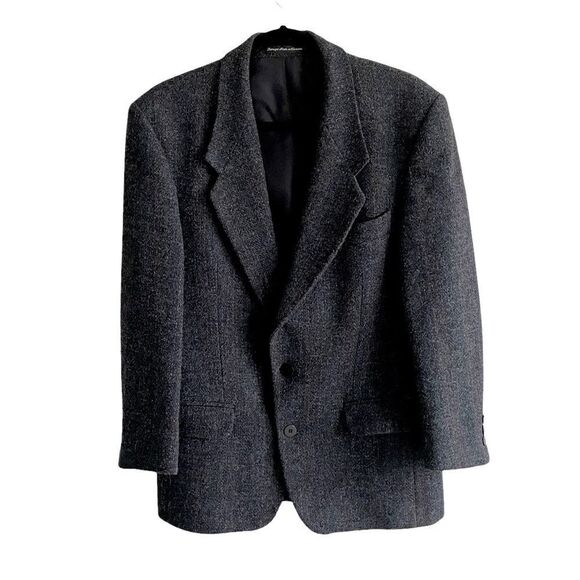 HARRIS TWEED Vintage Hand Woven Wool Sports Coat Jacket Blazer Navy Blue 40R - Picture 1 of 11